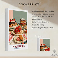French Patisserie Bakery Wall Art - canvas print stretched cotton canvas details