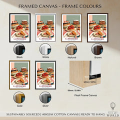French Patisserie Bakery Wall Art - framed canvas float frame colour options