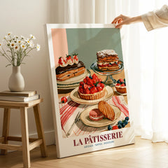 French Patisserie Bakery Wall Art - canvas print mirror edge hand holding room setting