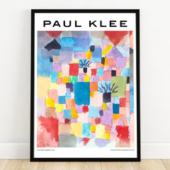 Framed Paul Klee abstract art print with colorful geometric blocks and modern wall decor