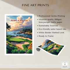 Pebble Beach Golf Links Poster - California Coastal Golf Course Wall Art showcasing a vibrant coastal scene.