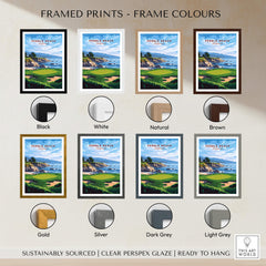 Pebble Beach Golf Print - California Golf Links Wall Art framed prints in various frame colors.