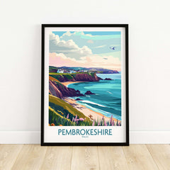 Pembrokeshire Coast Wales Print showcasing stunning coastal scenery in vibrant colors and intricate details.
