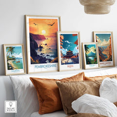 Pembrokeshire Coast Wales Wall Art Print showcased among other travel-themed wall art prints.