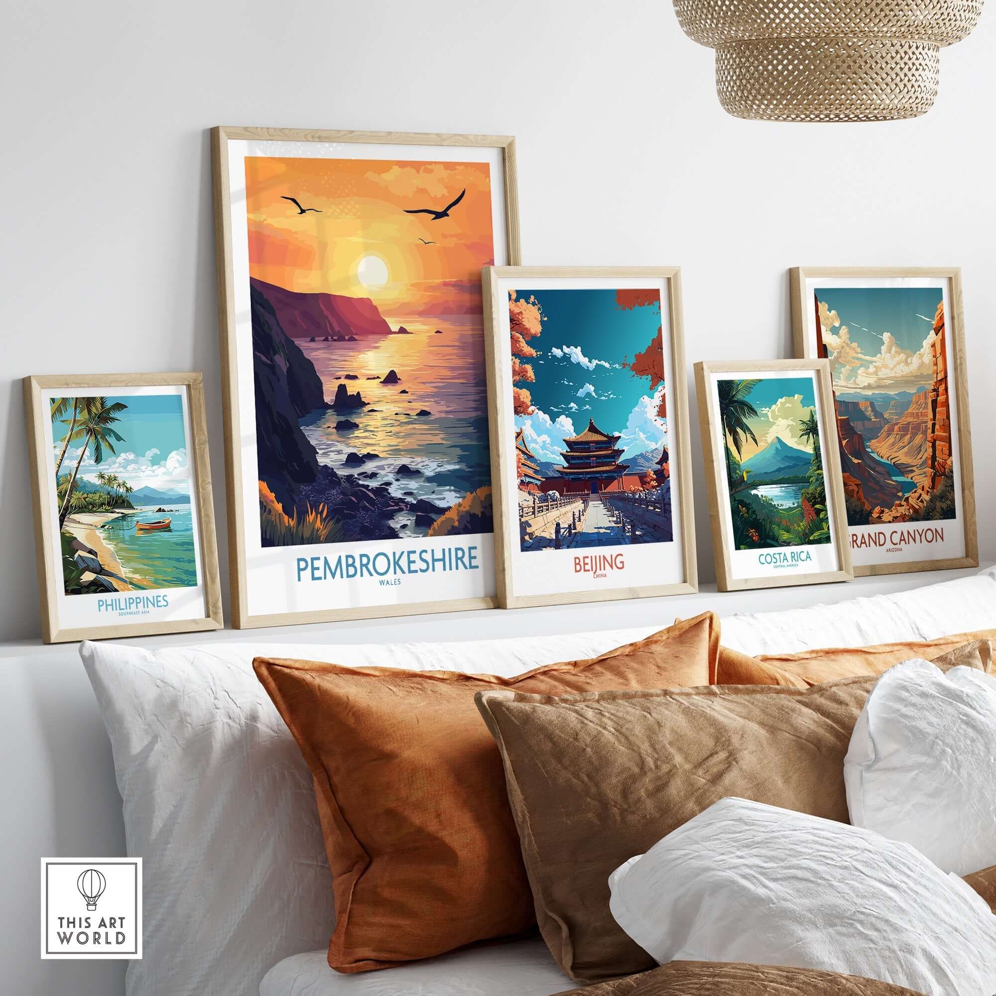 Pembrokeshire Coast Wales Wall Art Print showcased among other travel-themed wall art prints.