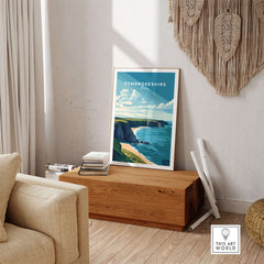 Pembrokeshire Print Wales displayed in a stylish interior, showcasing the beautiful Welsh coastline.