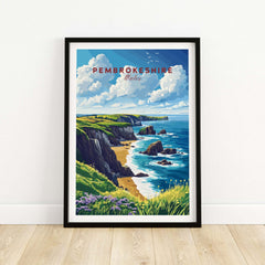 Pembrokeshire Print showcasing the stunning coastline and cliffs of Pembrokeshire, Wales.