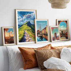 Pen Y Fan Print Brecon Beacons Wales displayed among other city prints on a stylish wall.