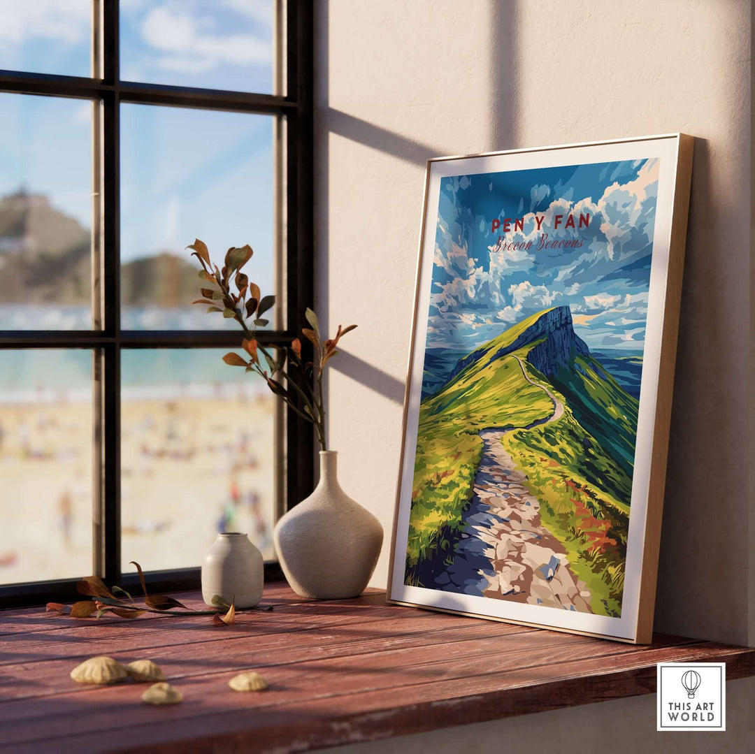 Pen Y Fan print displayed in a cozy interior, showcasing the breathtaking Brecon Beacons landscape in Wales.