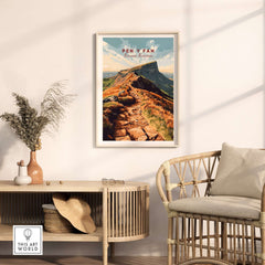 Stunning Pen Y Fan Travel Print Wales displayed in a stylish interior setting, showcasing breathtaking landscapes.