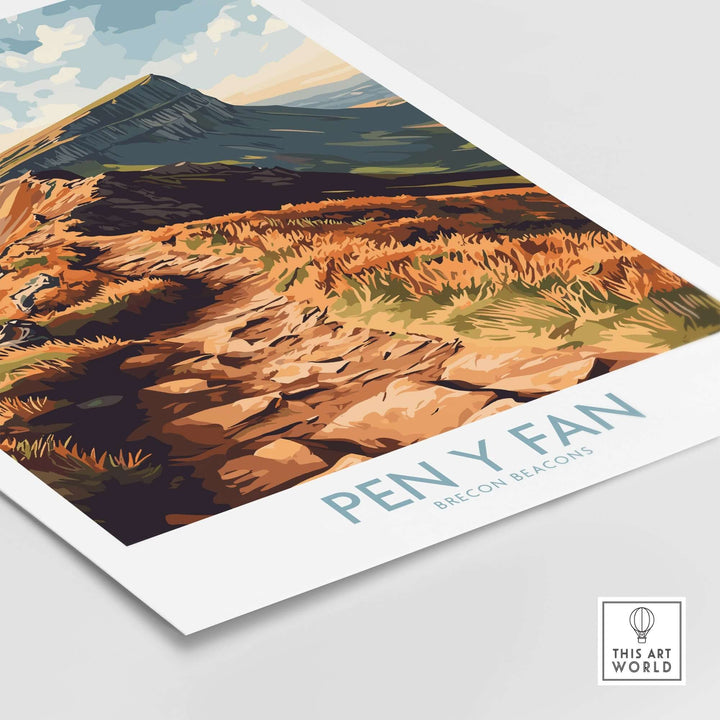 Pen Y Fan wall art showcasing the Brecon Beacons in Wales, featuring vibrant colors and natural landscape design.