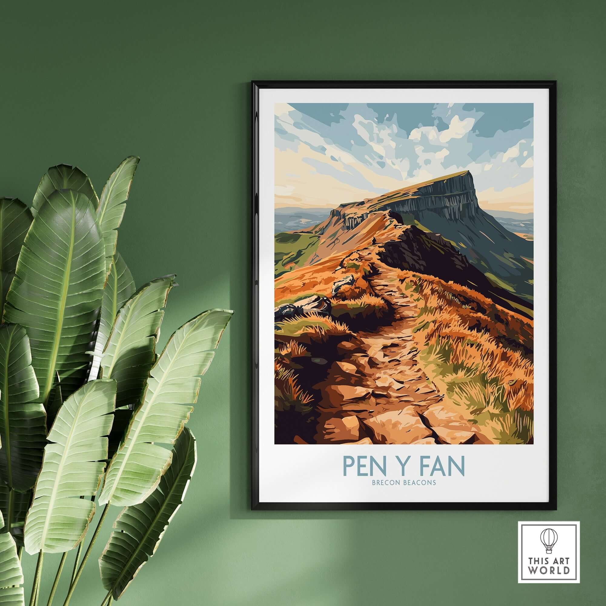 Pen Y Fan Wall Art Brecon Beacons Wales showcasing a scenic landscape of Brecon Beacons with vibrant colors.