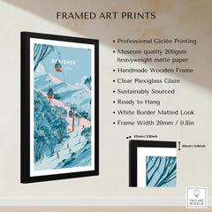 Perisher Australia Gondola Travel Poster — framed print details measurements quality details
