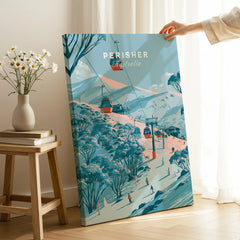 Perisher Australia Gondola Travel Poster — canvas print mirror edge hand holding room setting