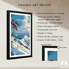 Perisher Australia Snow Gums Travel Poster — framed print details measurements quality details