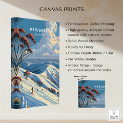 Perisher Australia Snow Gums Travel Poster — canvas print stretched cotton canvas details