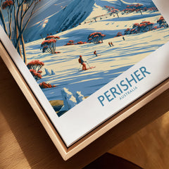 Perisher Australia Slopes Wall Art — closeup framed canvas natural wood floating frame