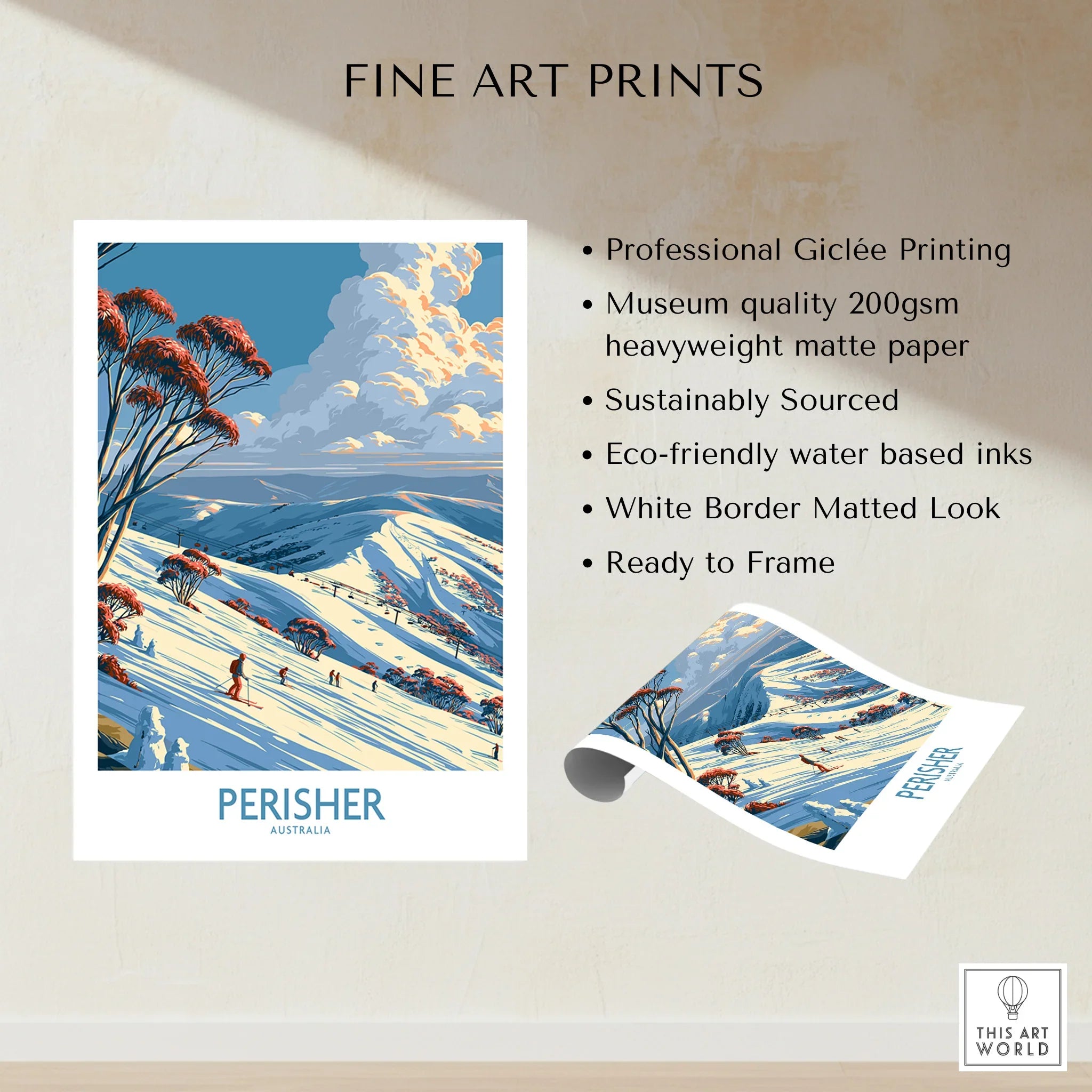 Perisher Australia Slopes Wall Art — fine art print unframed quality details
