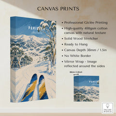 Perisher Australia Snowfields Travel Poster — canvas print stretched cotton canvas details