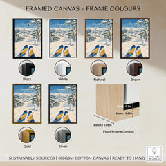 Perisher Australia Snowfields Travel Poster — framed canvas float frame colour options