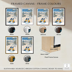 Perisher Australia Ski Run Wall Art — framed canvas float frame colour options