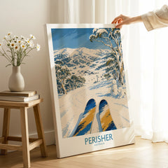 Perisher Australia Ski Run Wall Art — canvas print mirror edge hand holding room setting