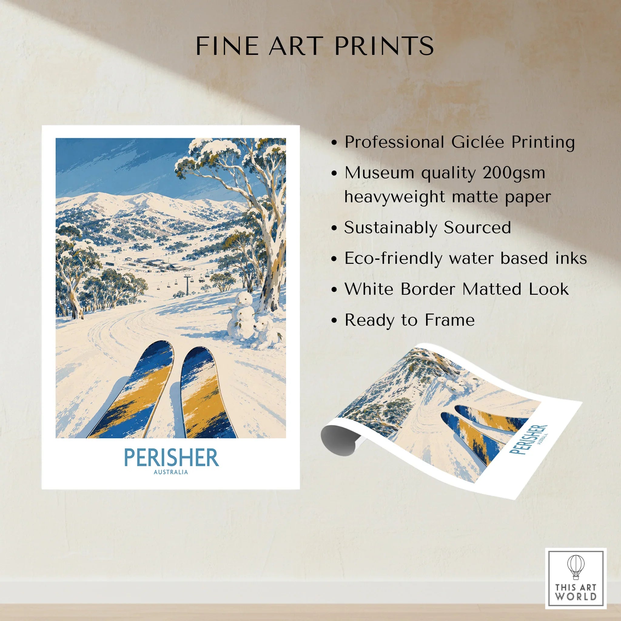 Perisher Australia Ski Run Wall Art — fine art print unframed quality details