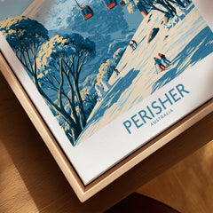Perisher Australia Mountains Wall Art — closeup framed canvas natural wood floating frame