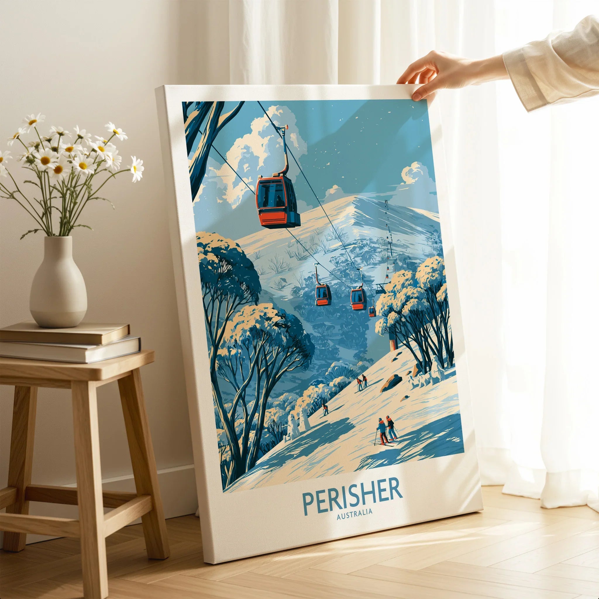 Perisher Australia Mountains Wall Art — canvas print mirror edge hand holding room setting