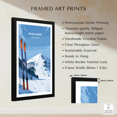 Perisher Australia Summit Travel Poster — framed print details measurements quality details