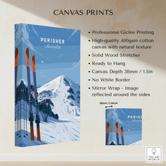 Perisher Australia Summit Travel Poster — canvas print stretched cotton canvas details