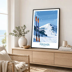 Perisher Australia Ski Slopes Wall Art — framed artwork living room lifestyle setting