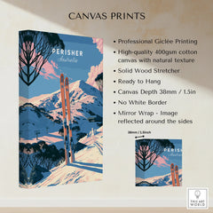 Perisher Australia Alpine Travel Poster — canvas print stretched cotton canvas details