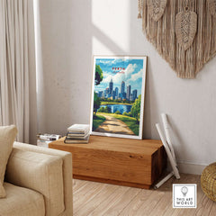 Perth Australia Wall Art - Skyline Poster Print showcasing Perth's skyline in vibrant colors.