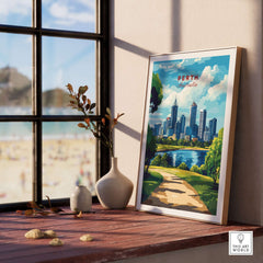 Perth Australia Wall Art - Skyline Poster Print displayed in a modern space with scenic view.
