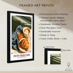 French Breakfast Kitchen Wall Art - framed print details measurements quality details
