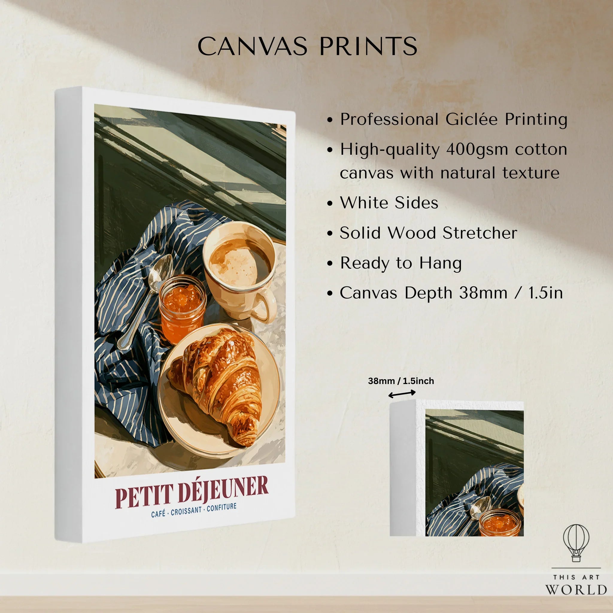 French Breakfast Kitchen Wall Art - canvas print stretched cotton canvas details