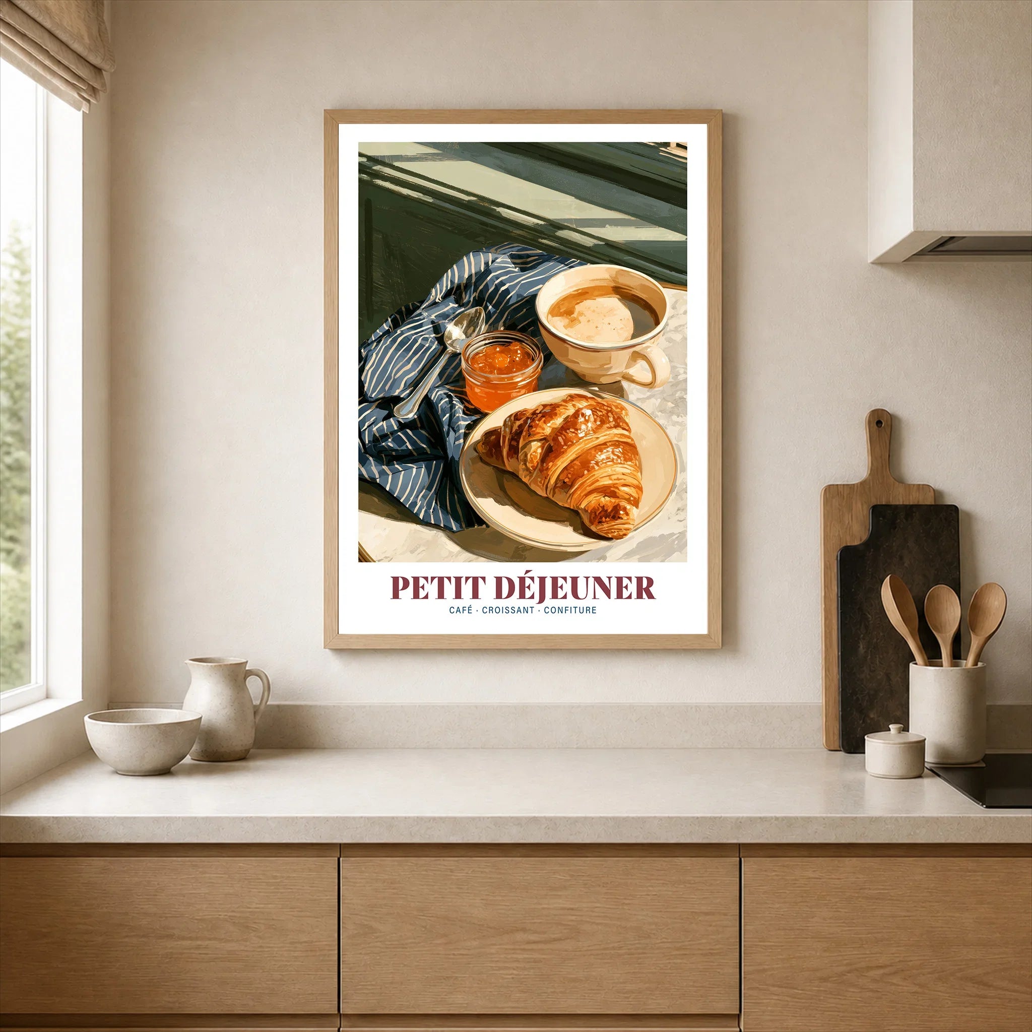 French Breakfast Kitchen Wall Art - neutral kitchen single frame mockup This Art World