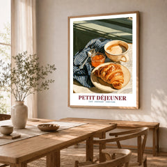 French Breakfast Kitchen Wall Art - dining room framed print natural wood frame mockup ThisArtWorld