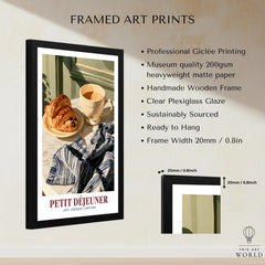 Petit Dejeuner French Kitchen Wall Art - framed print details measurements quality details