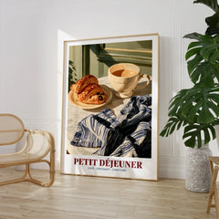 Petit Dejeuner French Kitchen Wall Art - large framed print room setting chair plant