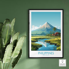 Modern Philippines art print featuring Mount Mayon, a stunning travel poster for decor or gifts.