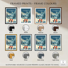 Piancavallo Ski Poster - Italy framed print options in various colors including black, white, natural, and brown.