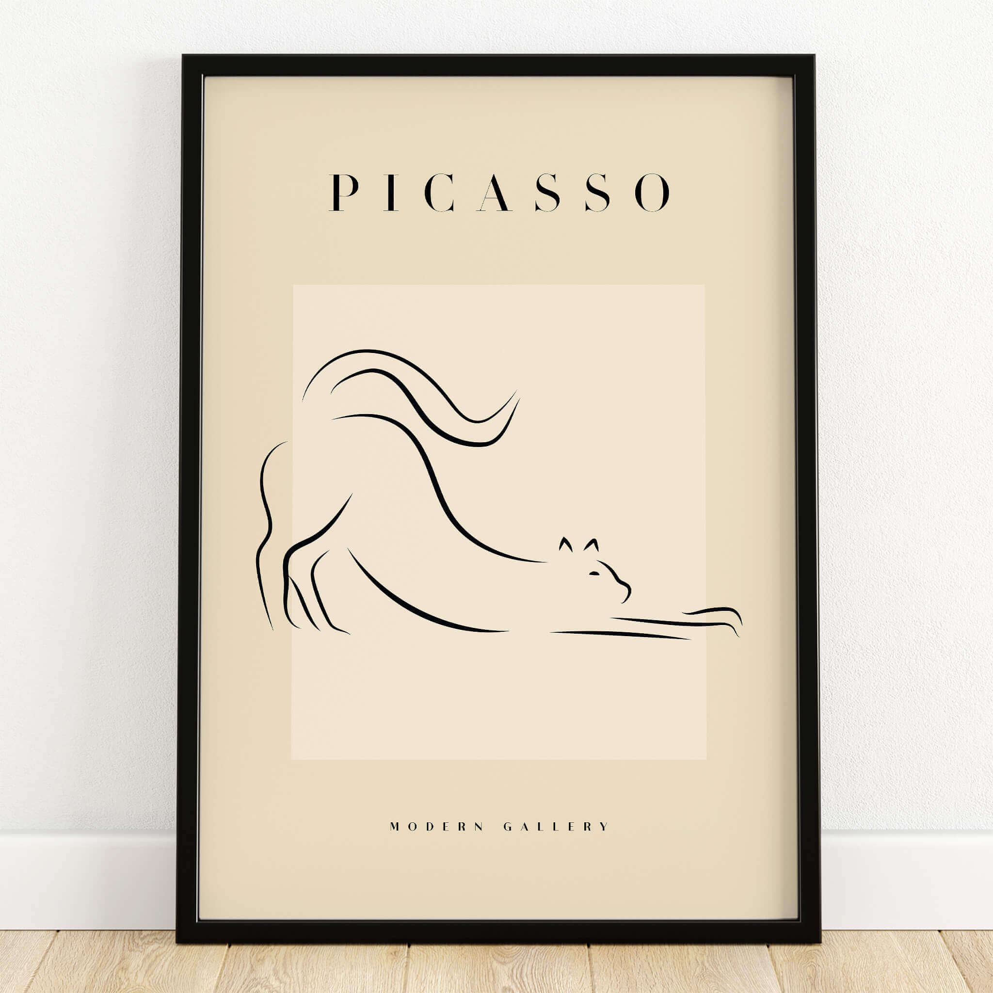 Picasso Stretching Cat Line Art Minimalist Animal Poster Modern Gallery Print Wall Art