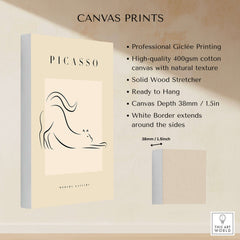 Picasso Stretching Cat Line Art Minimalist Animal Poster Modern Gallery Print Wall Art with professional Giclée printing.