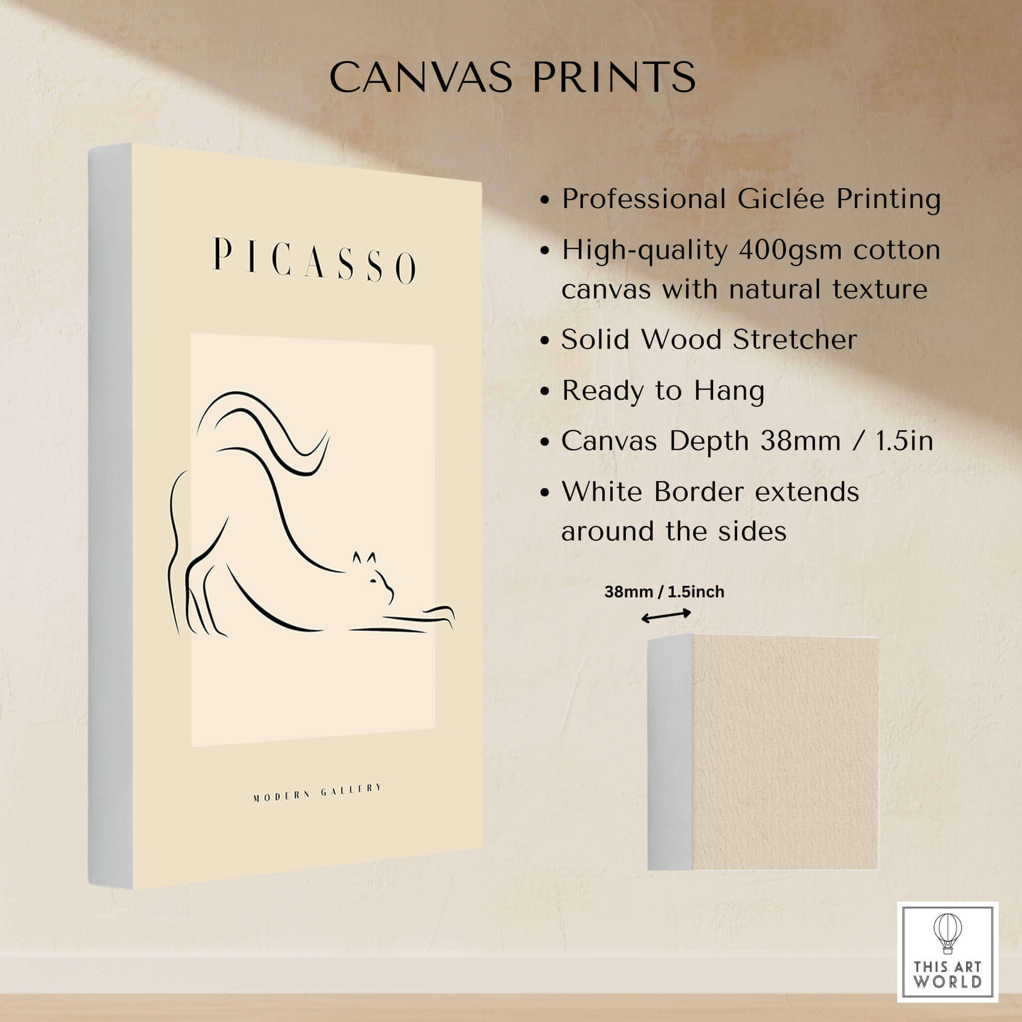 Picasso Stretching Cat Line Art Minimalist Animal Poster Modern Gallery Print Wall Art with professional Giclée printing.