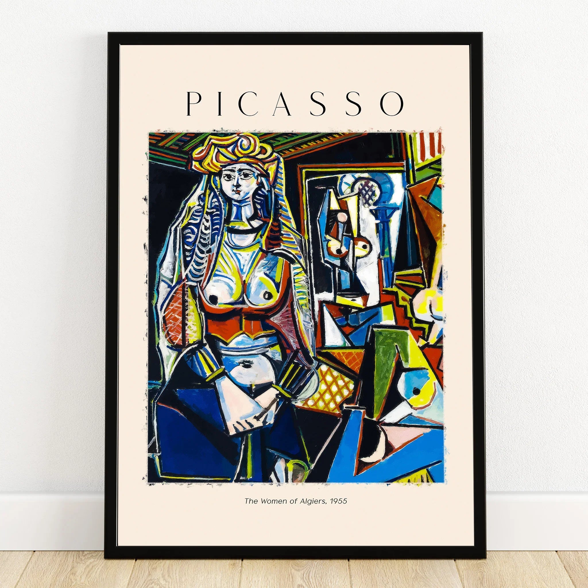 Framed Picasso wall art print, abstract painting of The Women of Algiers, modern home decor