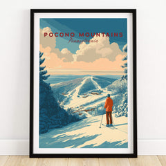 Pocono Mountains Ski Print showcasing a skier on a beautiful snow-covered slope in Pennsylvania.