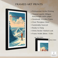 Pocono Mountains Ski Print showcasing framed art with scenic view of Green Valley, perfect for nature and ski lovers.