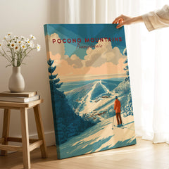 Pocono Mountains Ski Print showcasing a scenic view of skiing in the Pocono Mountains, Pennsylvania.
